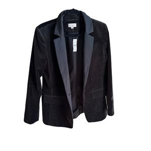 LOFT WOMEN’S MINIMALIST BLACK VELVET & SATIN BLAZER - SIZE 10